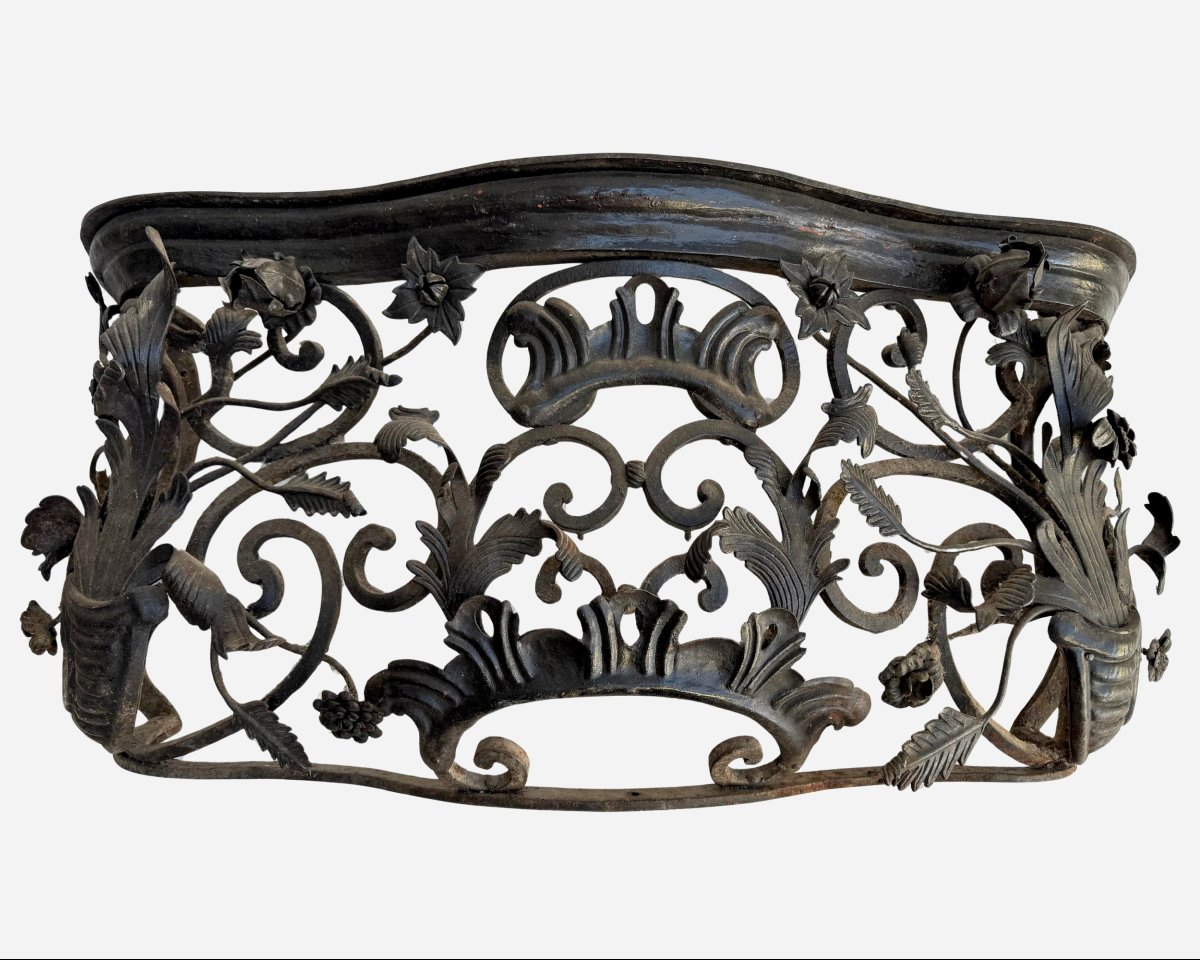 Rare Pair Of Wrought Iron Window Railings, France, Circa 1850-photo-2