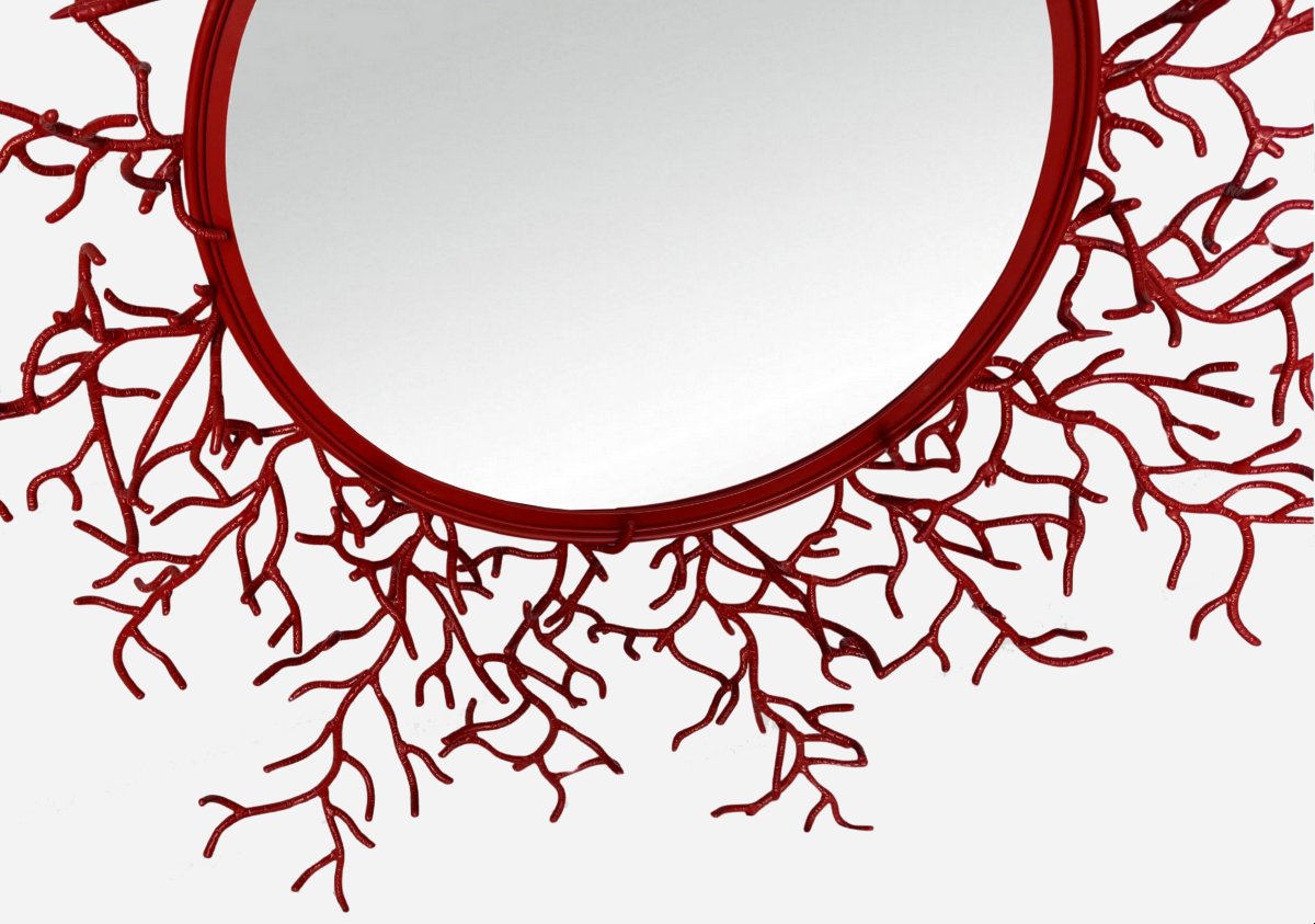 Large "coral" Mirror In Lacquered Iron, Musgo, Barcelona, Spain, Circa 1970-photo-4