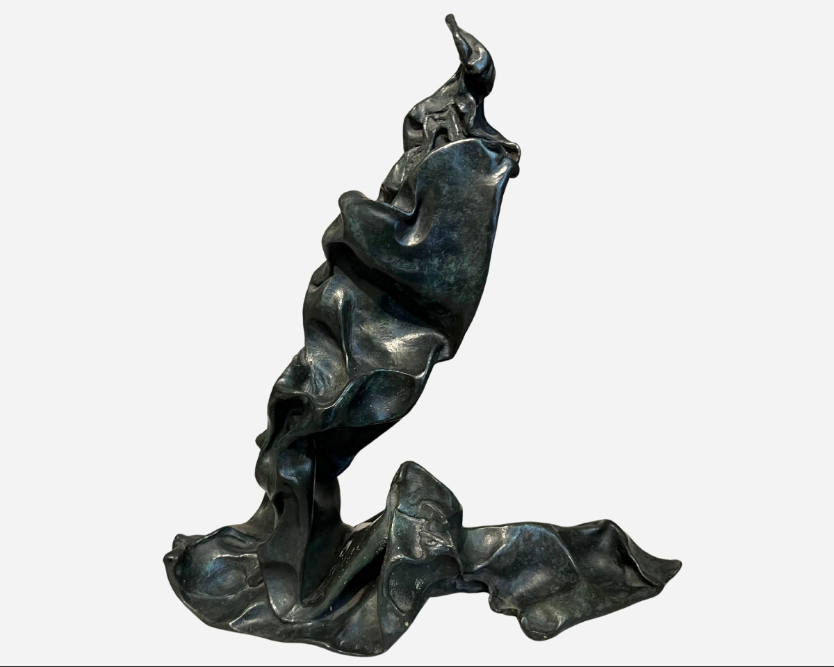 Sculpture abstraite de la série « plomb froissé », par Paul Ackerman, Paris, France, vers 1970