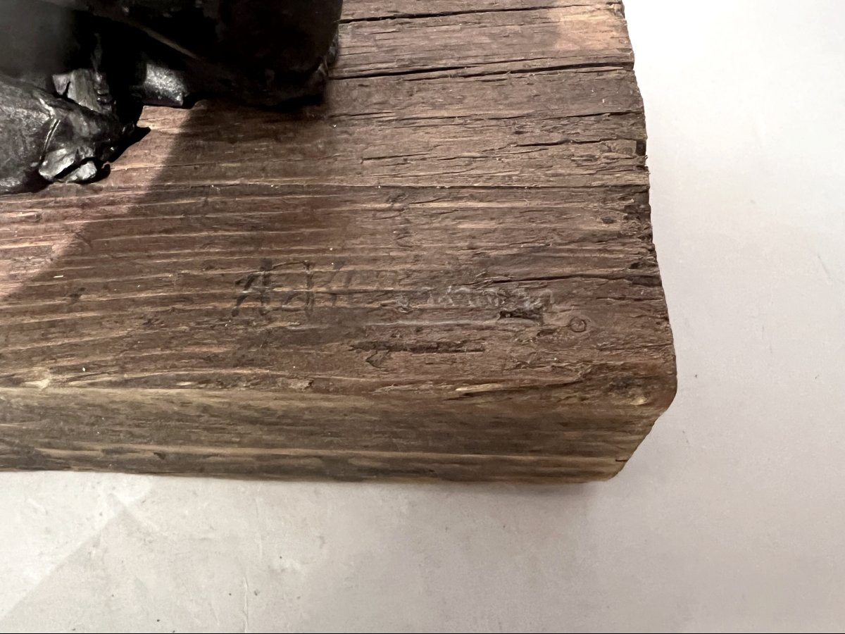 Plomb froissé, sculpture, par Paul Ackerman, Paris, France, vers 1970-photo-2