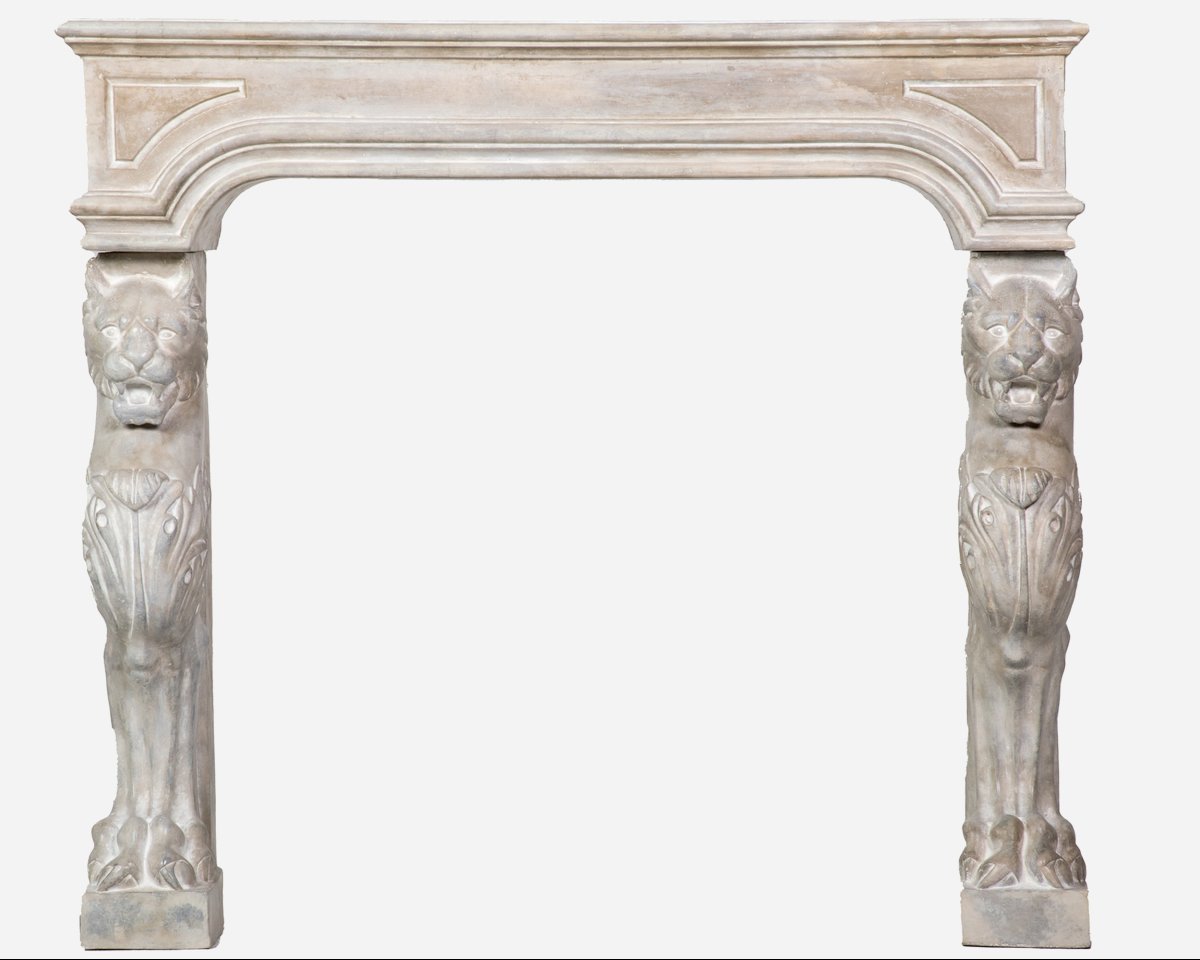 Neoclassical Plaster Fireplace, France, Circa 1880-photo-2