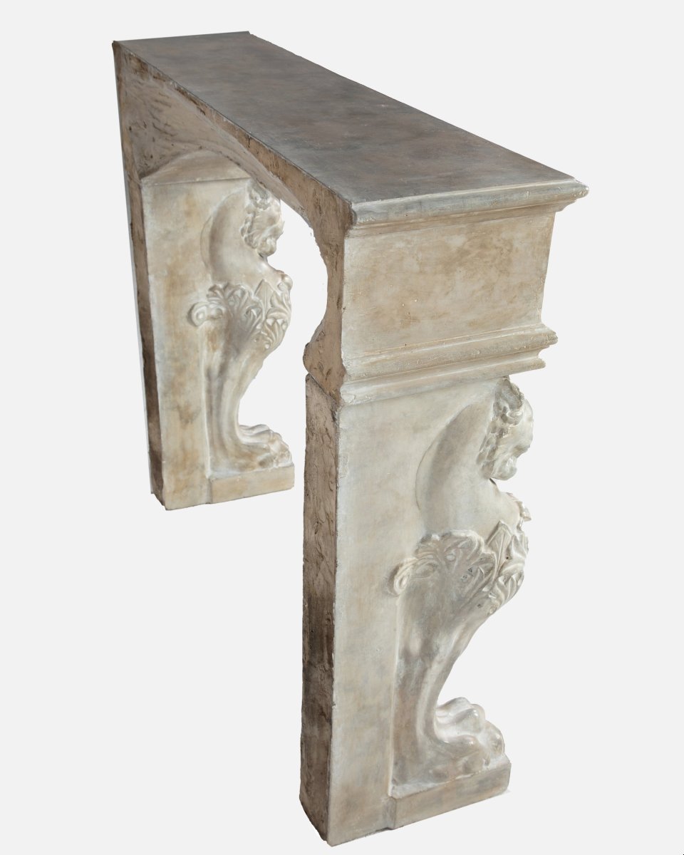Neoclassical Plaster Fireplace, France, Circa 1880-photo-3
