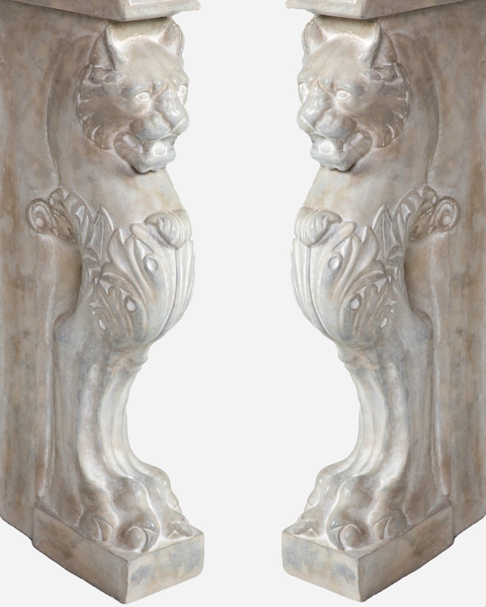 Neoclassical Plaster Fireplace, France, Circa 1880-photo-3