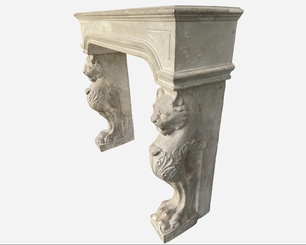 Neoclassical Plaster Fireplace, France, Circa 1880