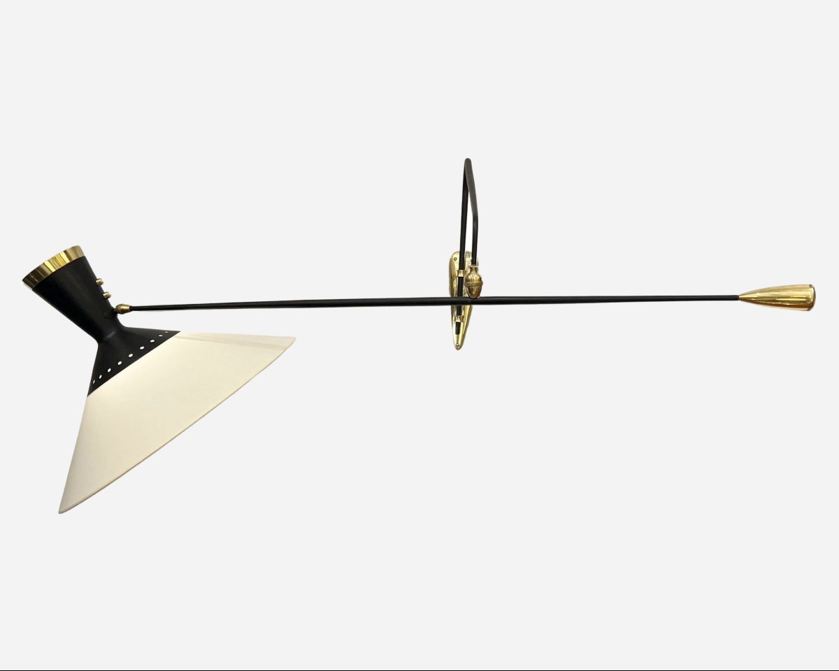 Large Wall Light With Counterweight, Maison Arlus, Paris, France, Circa 1950-photo-3