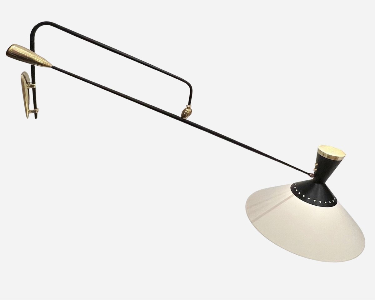 Large Wall Light With Counterweight, Maison Arlus, Paris, France, Circa 1950-photo-1