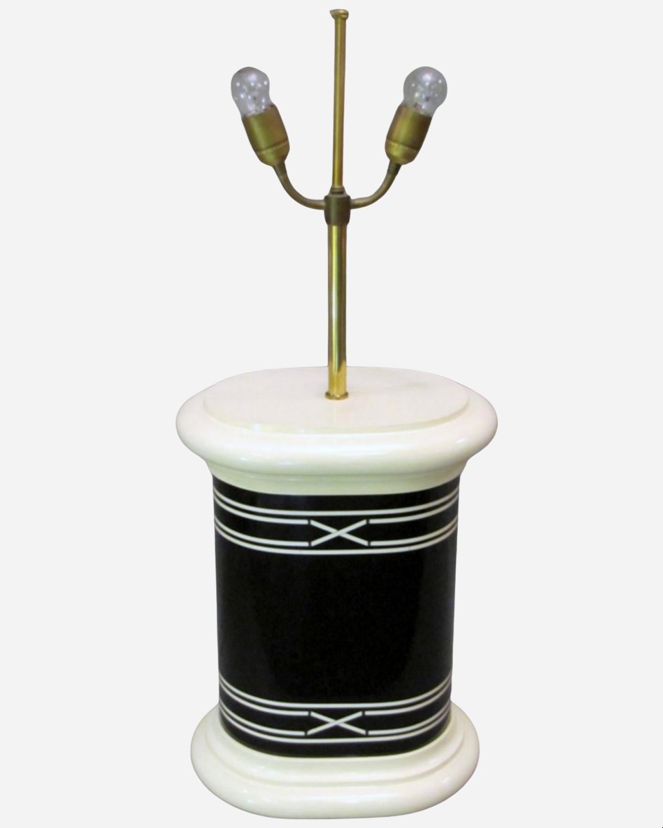 Grande lampe crème et noire, France, 1970-photo-2