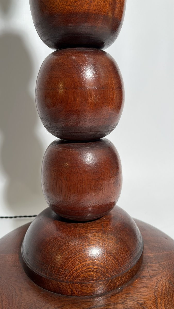 Large Turned Wooden Lamp Base, Attributed To Charles Dudouyt, Paris, France, Circa 1940 -photo-2
