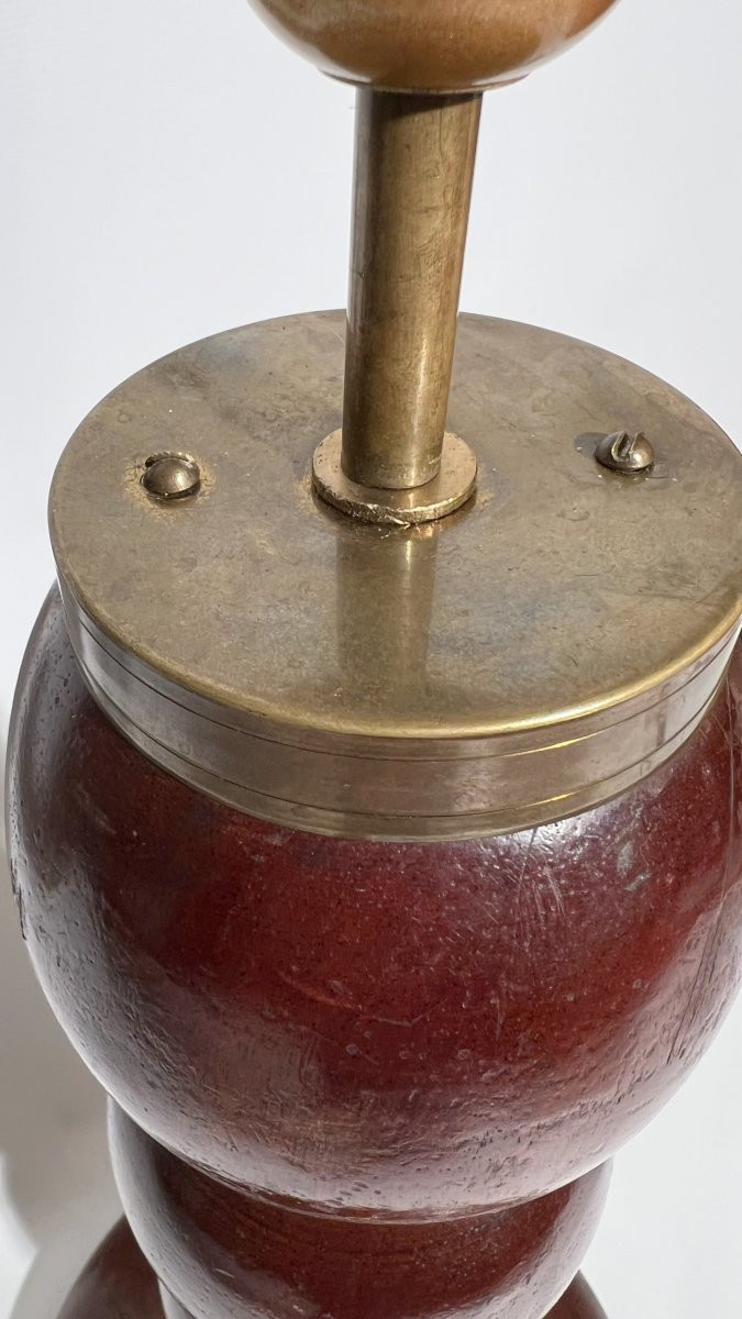 Large Turned Wooden Lamp Base, Attributed To Charles Dudouyt, Paris, France, Circa 1940 -photo-4