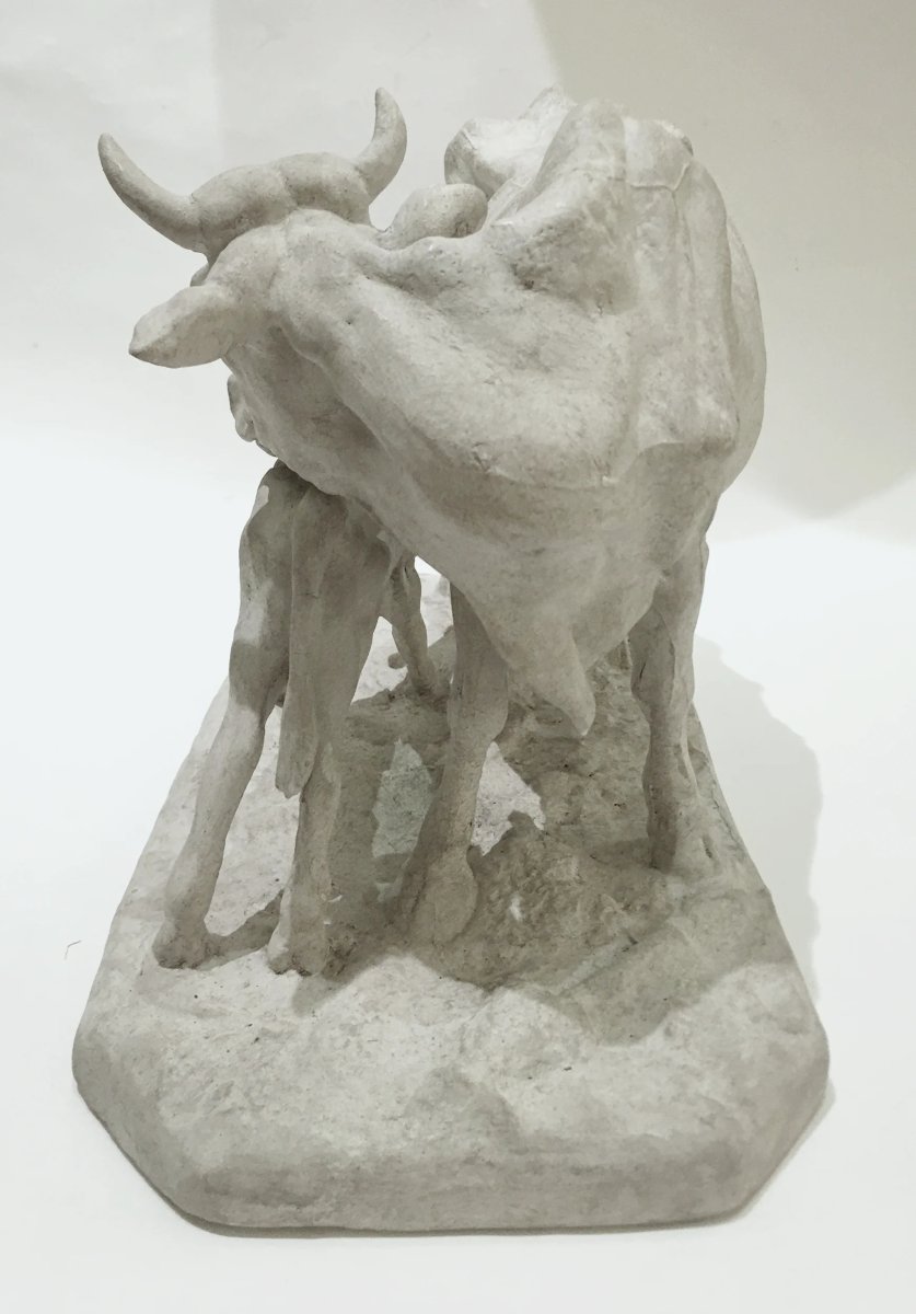 Vache et son veau, plâtre d’atelier, par Pierre-Jules Mêne, France, vers 1850-photo-4