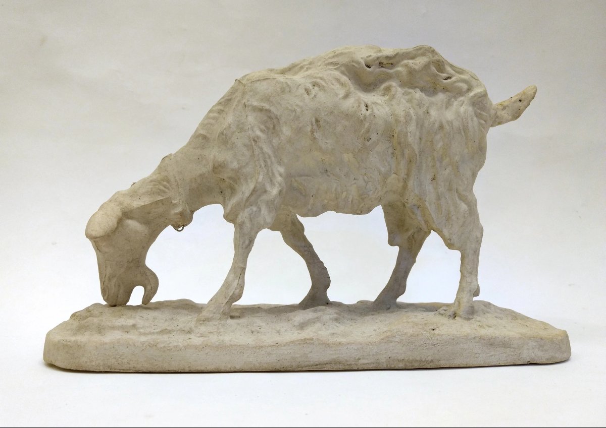 "grazing Goat", Studio Plaster Cast, By Pierre-jules Mêne, Paris, France, Circa 1844-photo-2