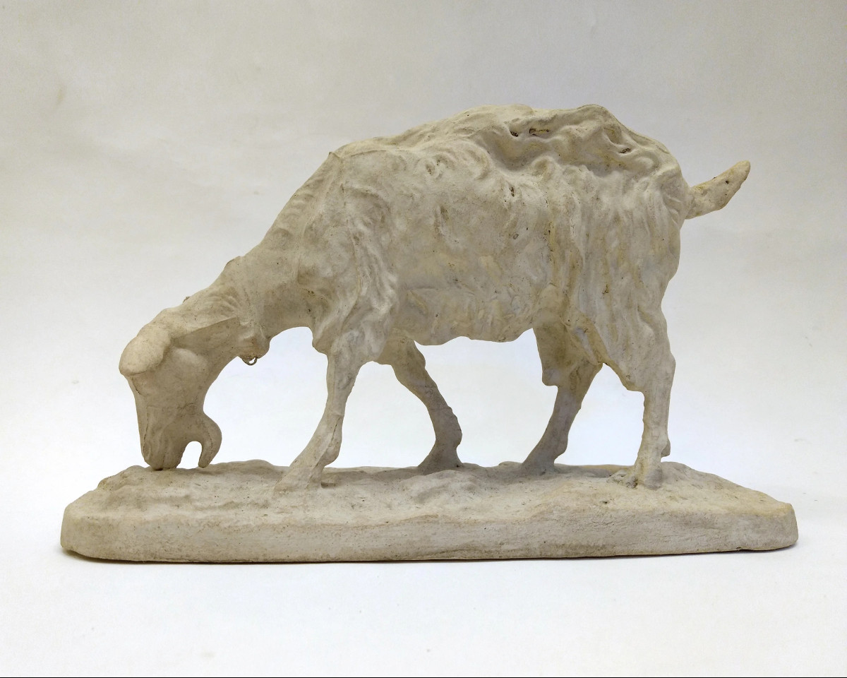 "grazing Goat", Studio Plaster Cast, By Pierre-jules Mêne, Paris, France, Circa 1844