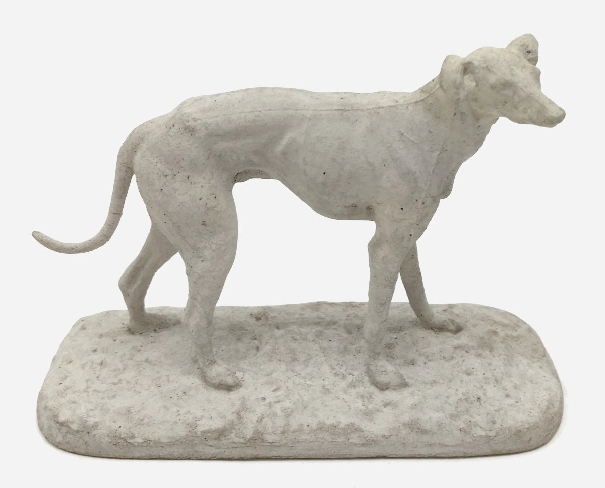 Small Plaster Statuette Of A Greyhound, By Pierre-jules Mêne, France, Circa 1850-photo-4