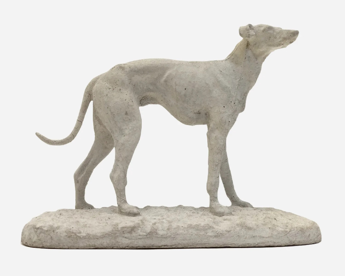 Small Plaster Statuette Of A Greyhound, By Pierre-jules Mêne, France, Circa 1850