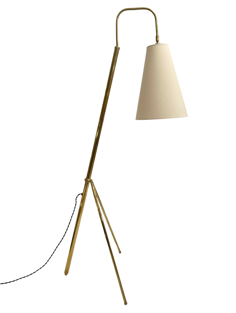 Lampadaire en laiton poli, France, vers 1960