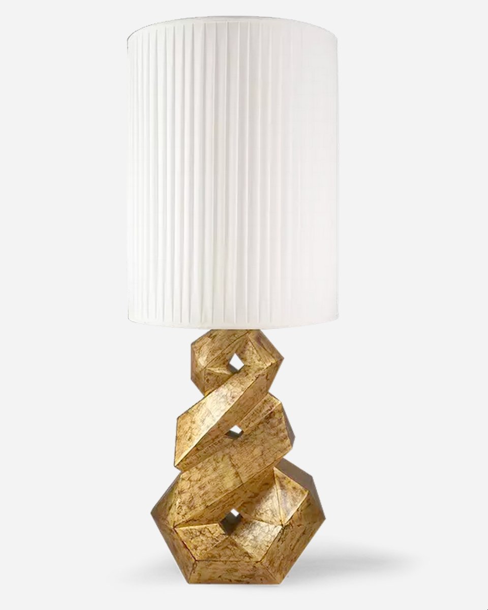 Important pied de lampe en bois sculpté et doré Éd. Christopher Guy, Java, Indonesie, vers 2000-photo-2