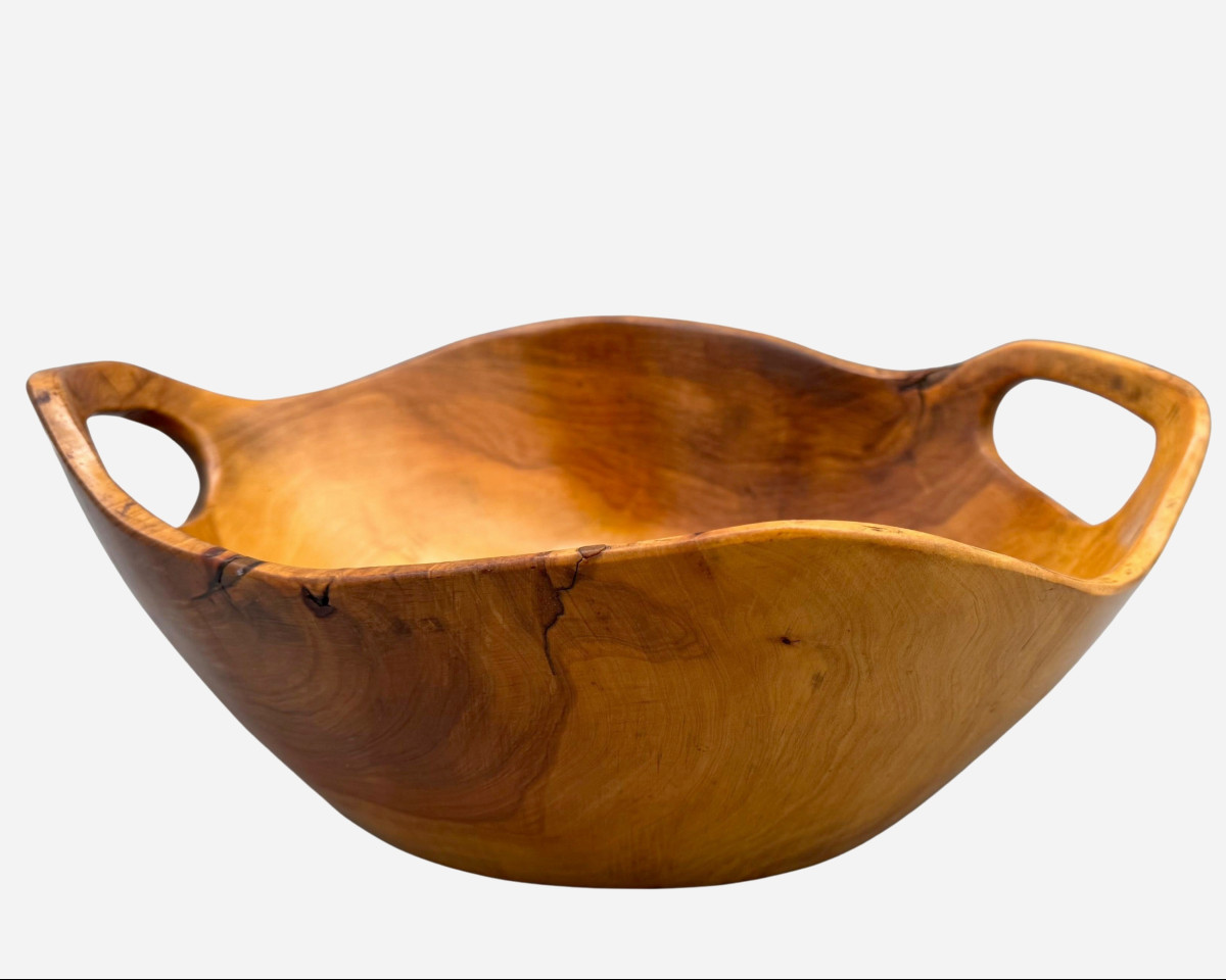 Grande corbeille en bois sculpté, France, vers 1950