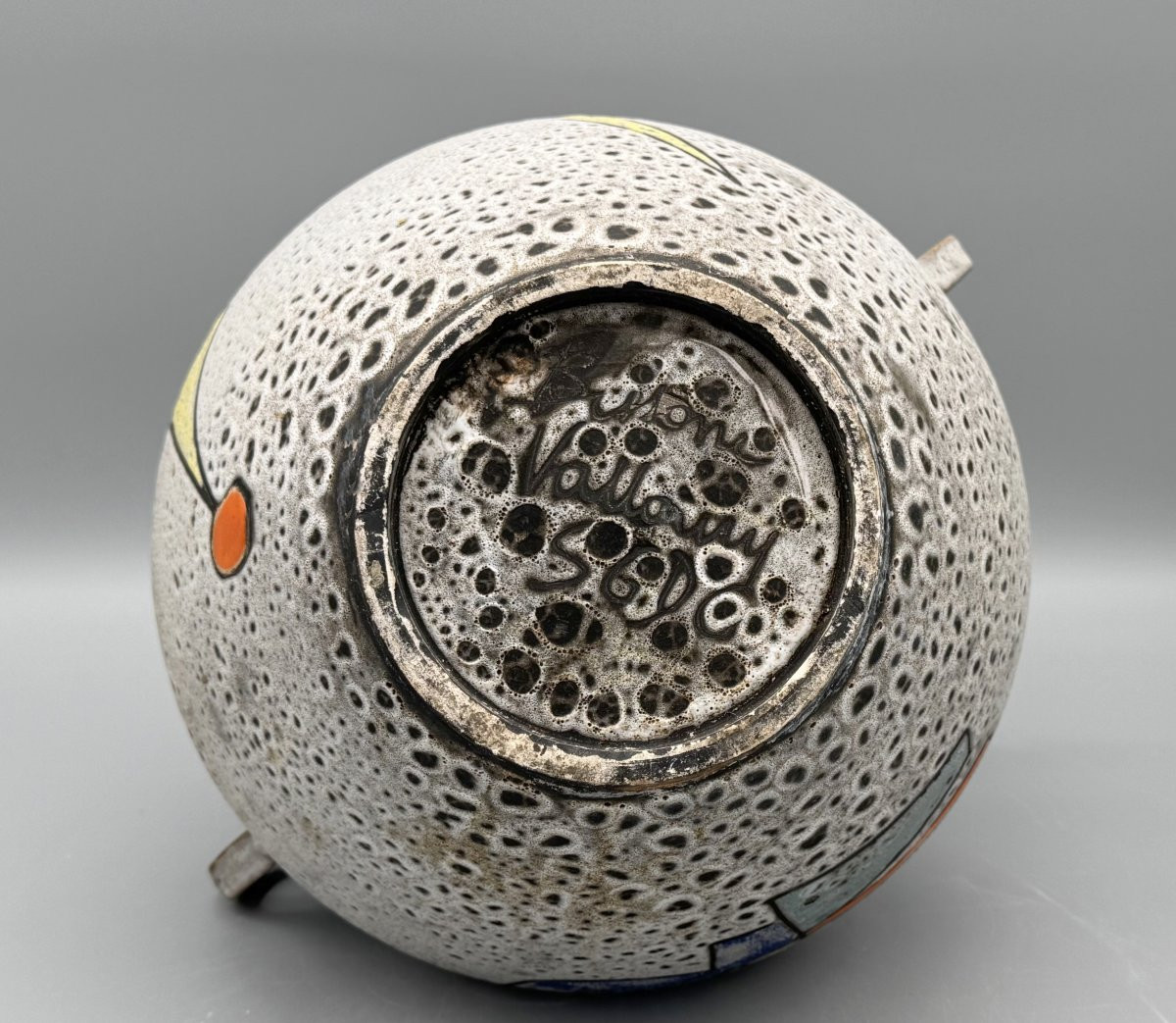 Large Glazed Ceramic Vase With Handles, By Marius Bessone, Vallauris, France, 1956-photo-2