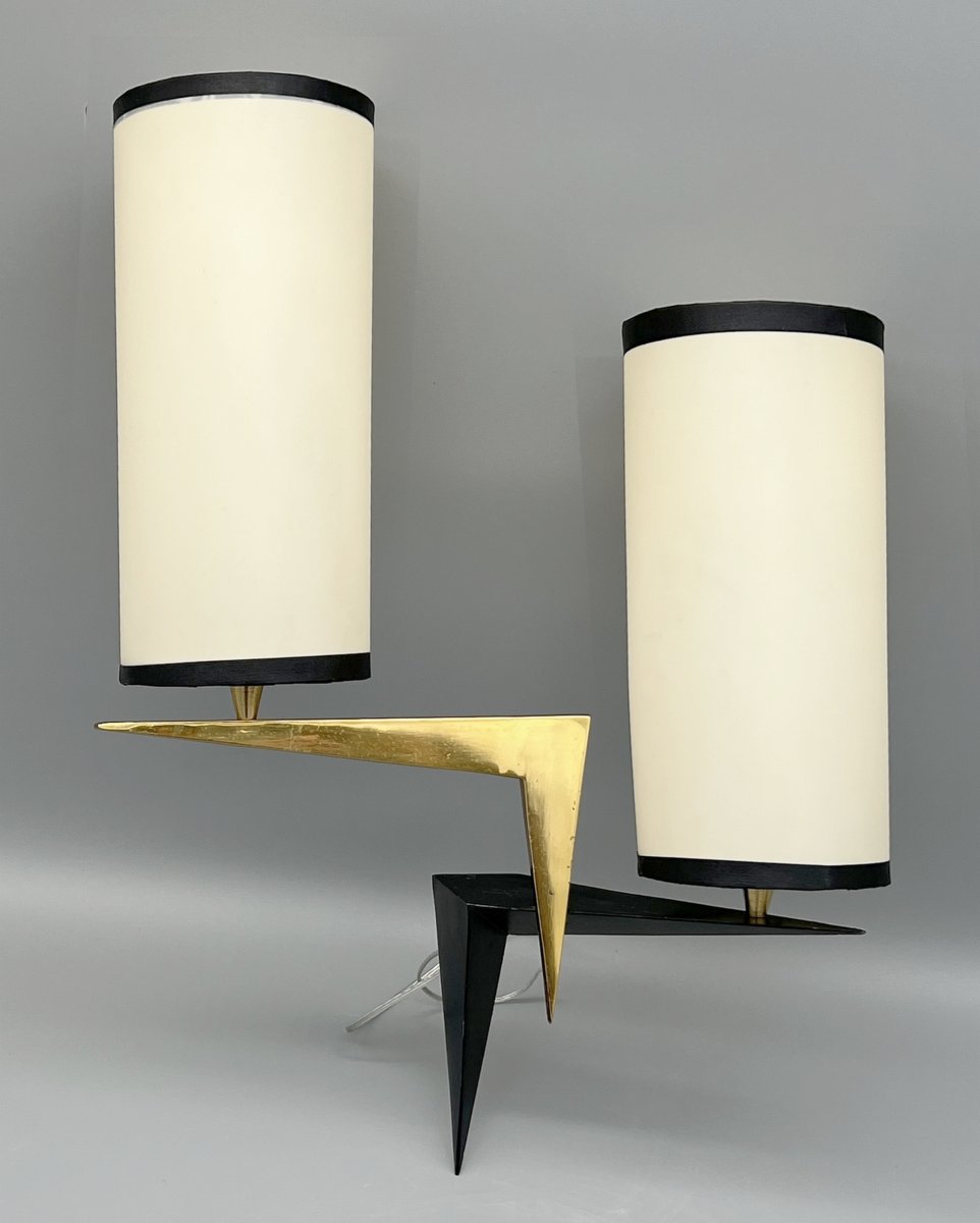 Pair Of Double-light Wall Sconces, Editions Maison Arlus, Paris, France, Circa 1950-photo-2