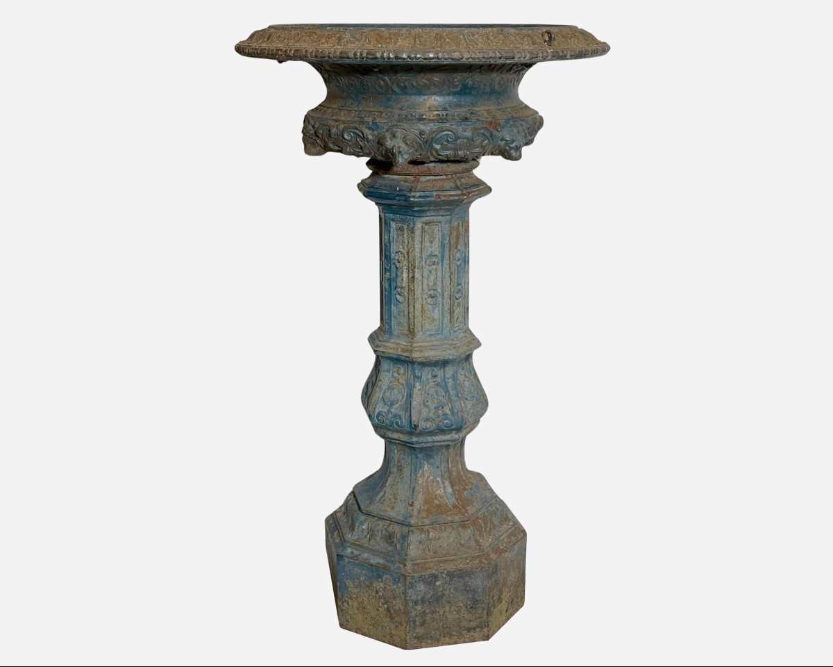 Large Cast Iron Pedestal Basin, England Or France, Circa 1850