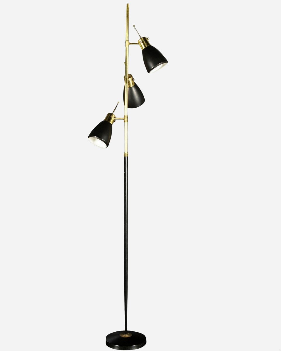 Lampadaire en métal laqué et laiton, Monix, Paris, France, vers 1960-photo-2