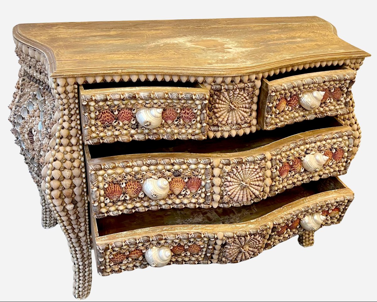Curved Chest Of Drawers Made From Seashells France, Circa 1990-photo-2