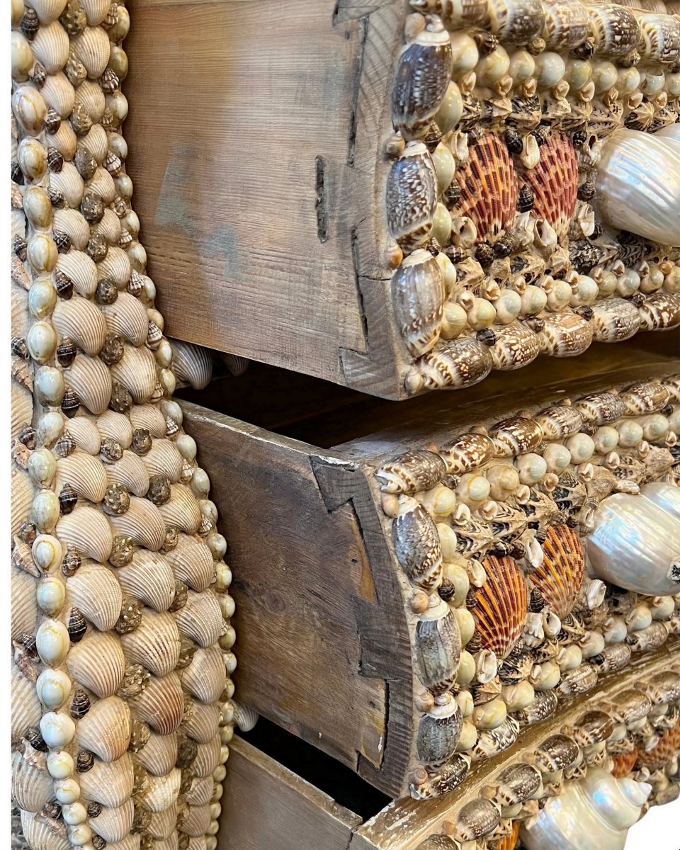Curved Chest Of Drawers Made From Seashells France, Circa 1990-photo-1