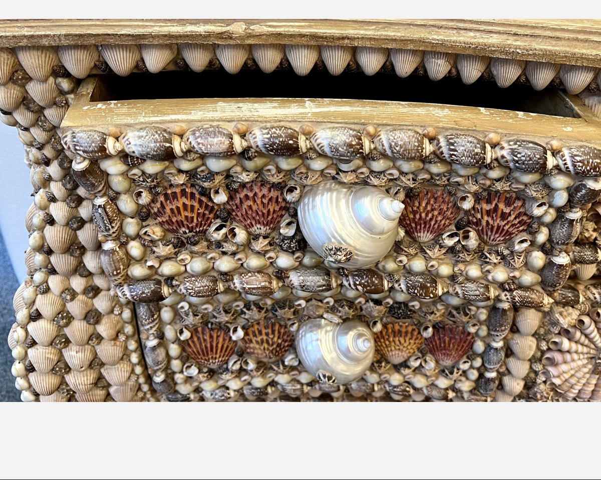 Curved Chest Of Drawers Made From Seashells France, Circa 1990-photo-3