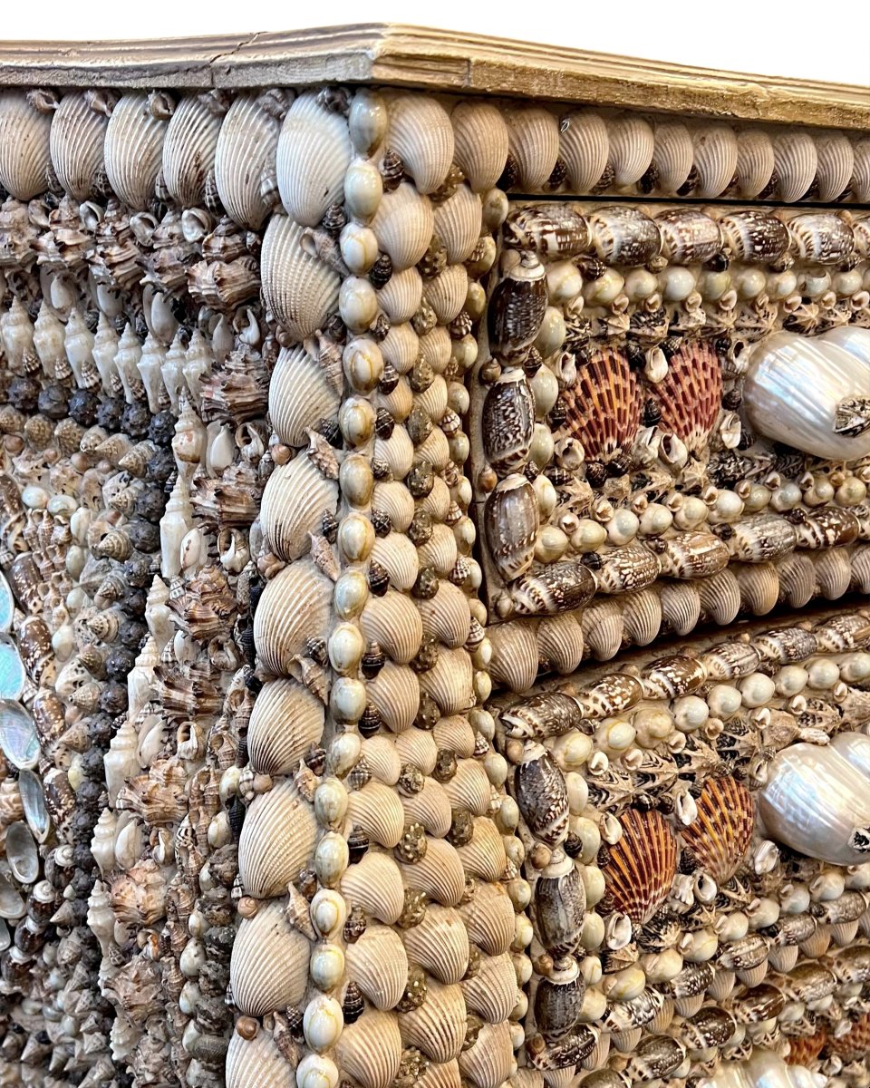 Curved Chest Of Drawers Made From Seashells France, Circa 1990-photo-4