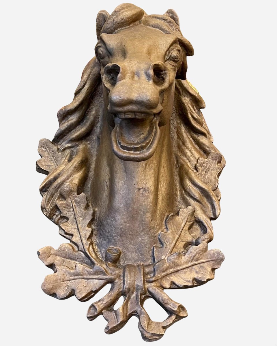 Large Cast Iron Horse Head, France, Circa 1880/1900-photo-3