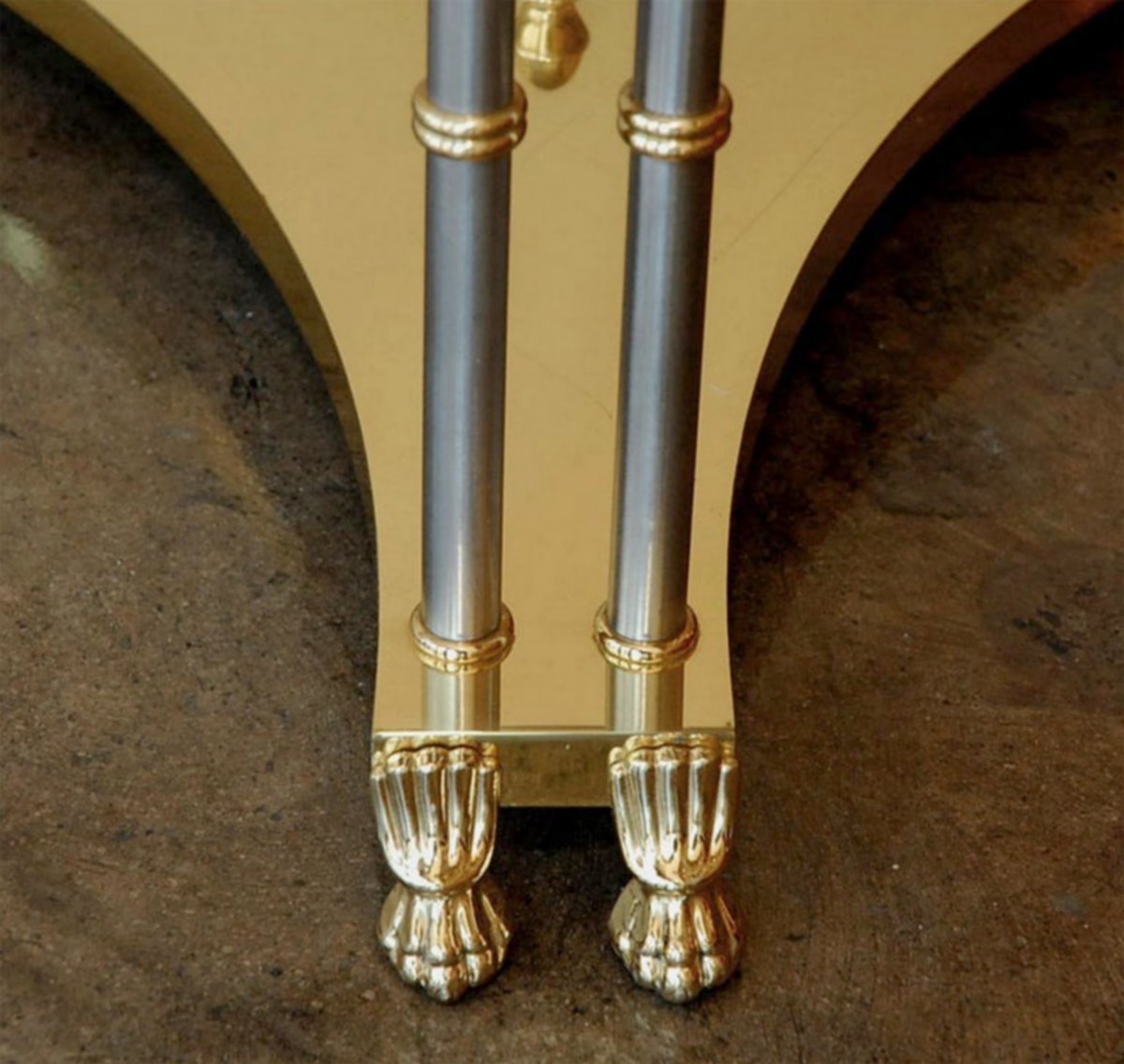 Tall Side Table In Travertine, Brushed Stainless Steel And Brass, Editions Maison Jansen, France, Circa 1980-photo-2