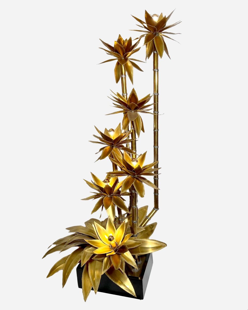 Grand lampadaire « Agave », attribué à Christian Techoueyres, Maison Jansen, France vers 1970-photo-2
