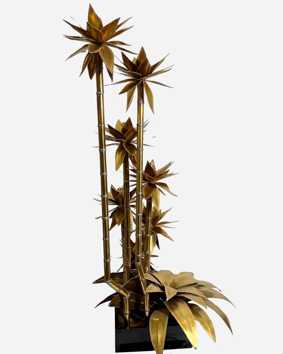Grand lampadaire « Agave », attribué à Christian Techoueyres, Maison Jansen, France vers 1970-photo-3