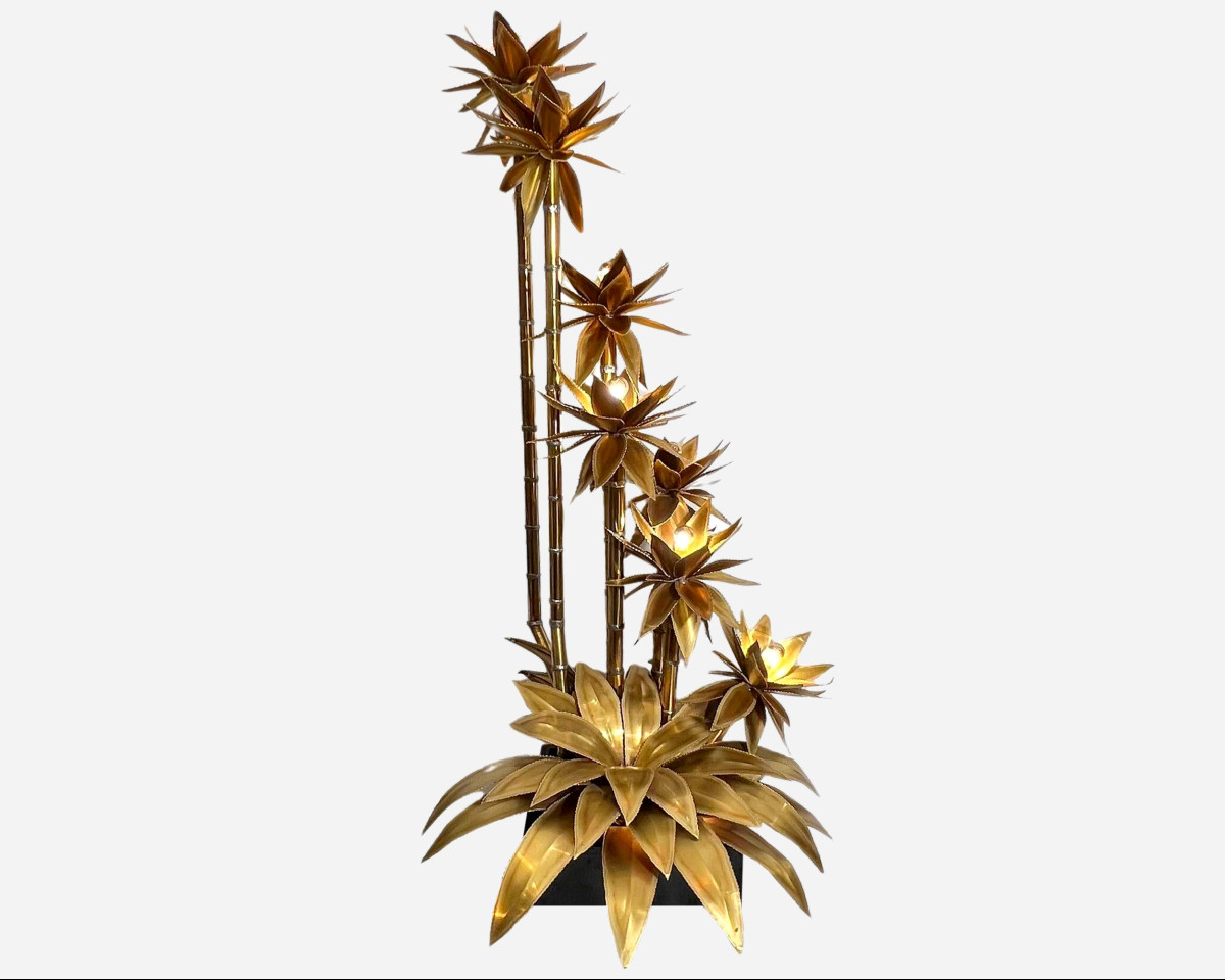Grand lampadaire « Agave », attribué à Christian Techoueyres, Maison Jansen, France vers 1970