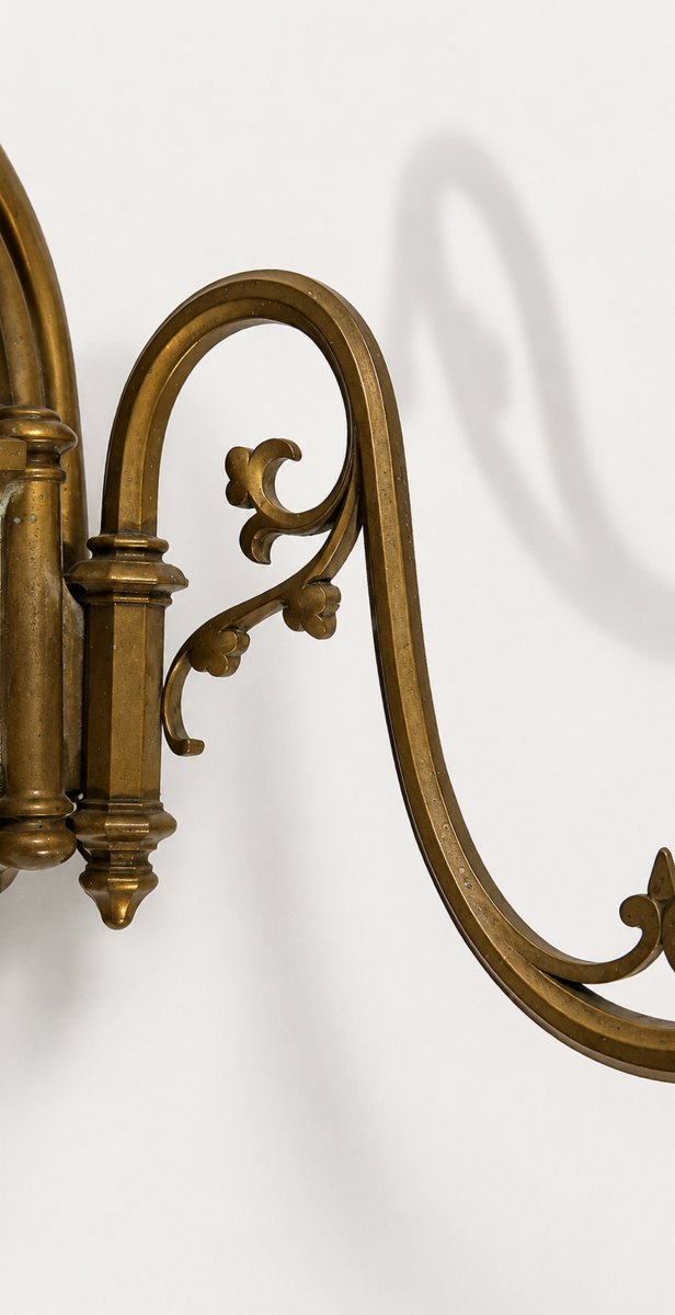 Set Of Four Large Neo-gothic Bronze Wall Sconces, France, Circa 1860-photo-5