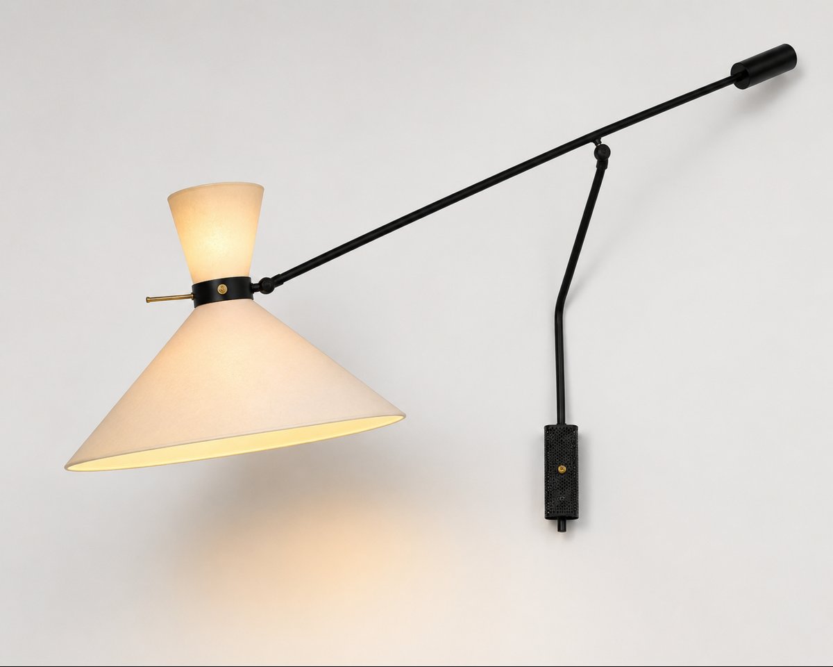 Grande applique à balancier pivotant et orientable, Éditions Maison Lunel, Paris, vers 1960-photo-2