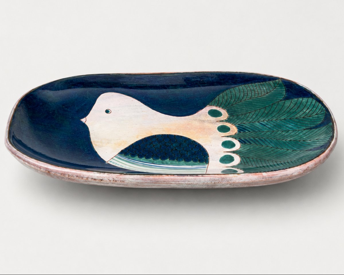 Large, Oblong Decorative Dish, By Robert And Jean Cloutier, Paris, France, Circa 1960-photo-2