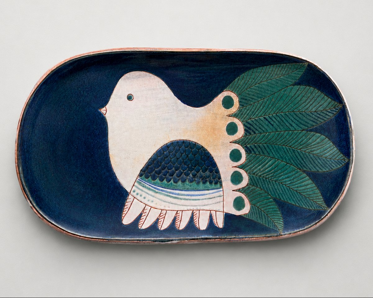 Large, Oblong Decorative Dish, By Robert And Jean Cloutier, Paris, France, Circa 1960