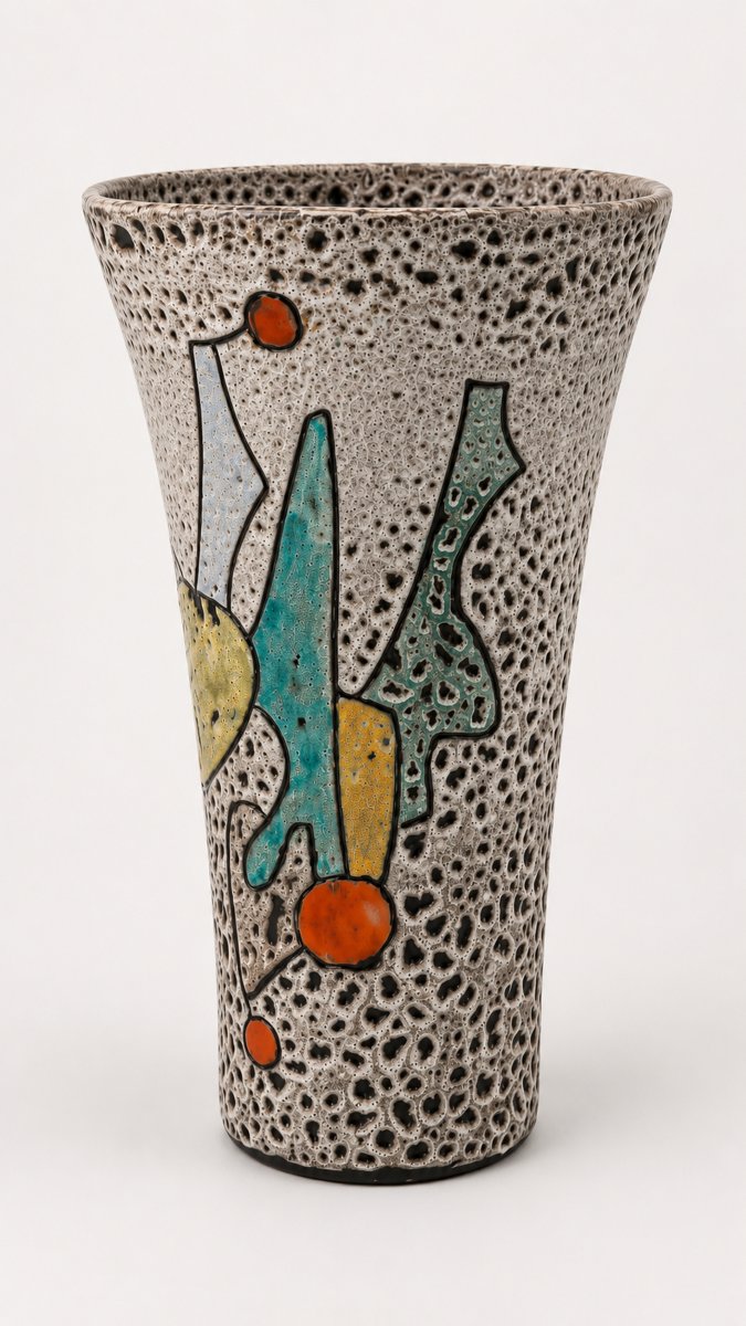 Large "fat Lava" Conical Vase, By Marius Bessone, Vallauris, France, 1956-photo-3