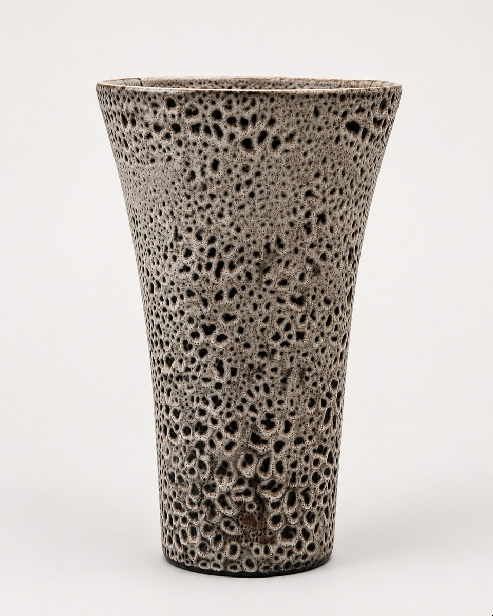 Large "fat Lava" Conical Vase, By Marius Bessone, Vallauris, France, 1956-photo-4