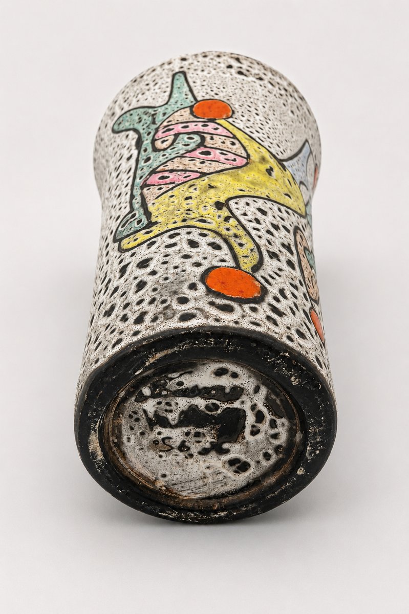 Large "fat Lava" Conical Vase, By Marius Bessone, Vallauris, France, 1956-photo-1