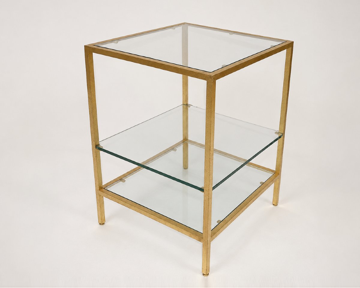 Guéridon en fer martelé et doré, dans le style de Robert Thibier, Paris, France, vers 1960