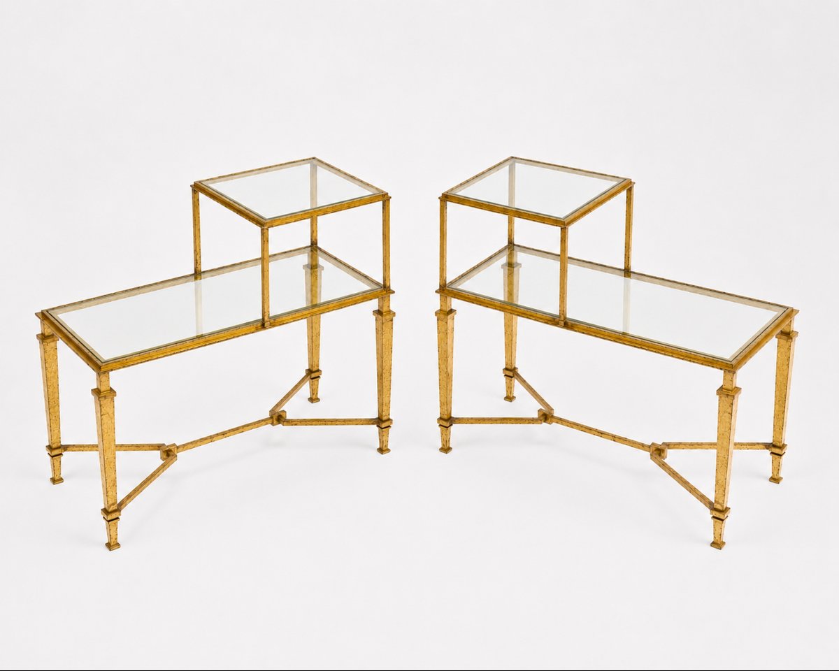 Paire de tables-bouts de canapé à deux niveaux, par Robert Thibier, Paris, France, vers 1960