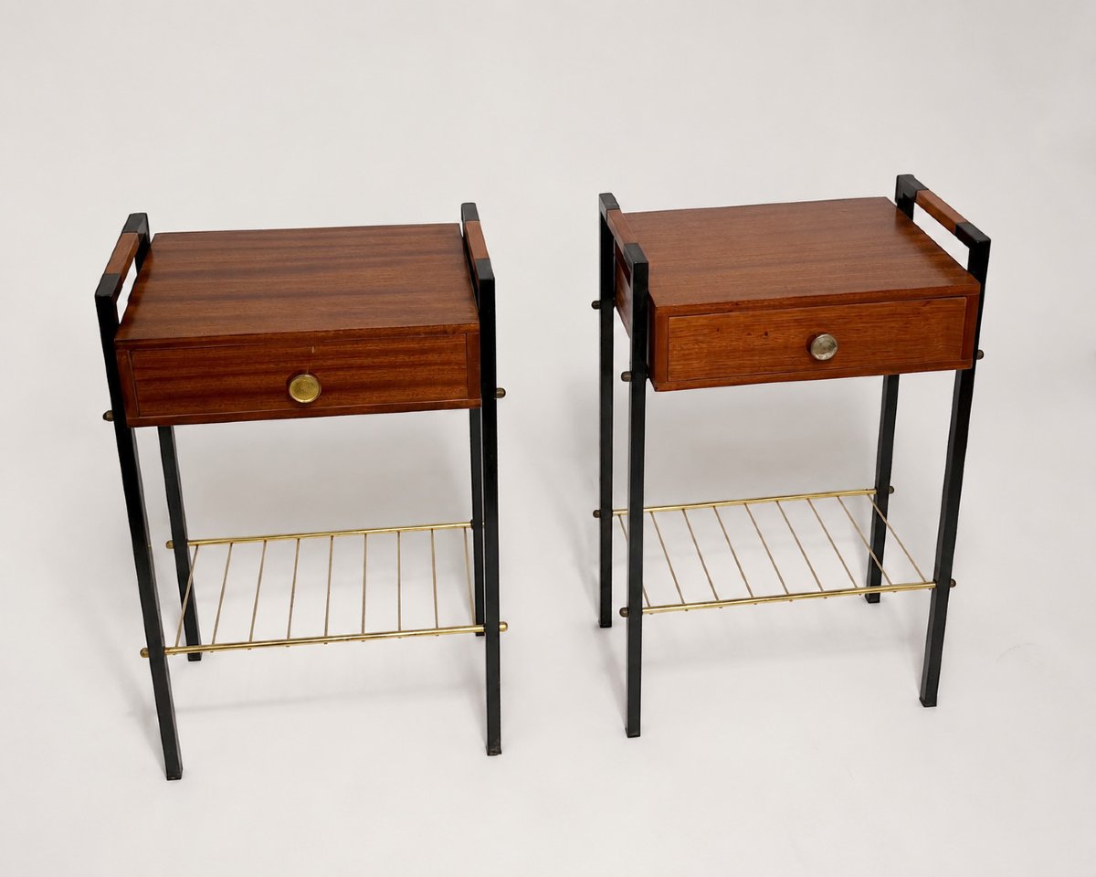 Pair Of Bedside Tables, Attributed To Jacques Hitier, France, Circa 1950-photo-2