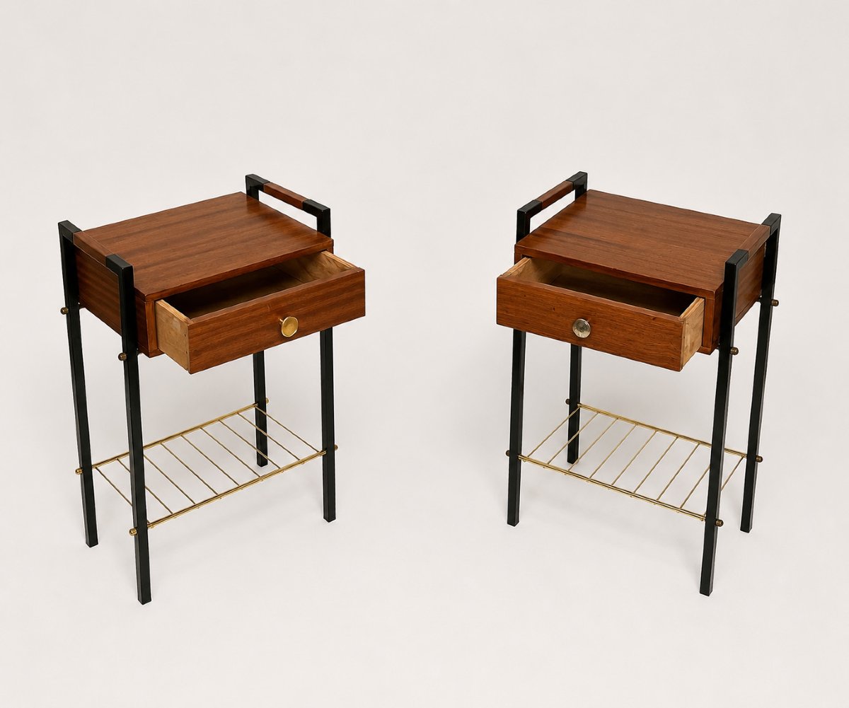 Pair Of Bedside Tables, Attributed To Jacques Hitier, France, Circa 1950-photo-3
