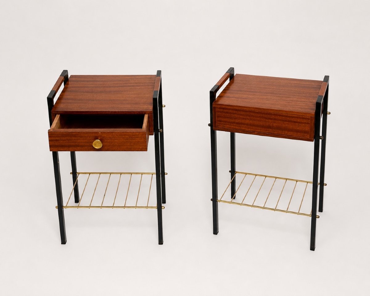 Pair Of Bedside Tables, Attributed To Jacques Hitier, France, Circa 1950-photo-4