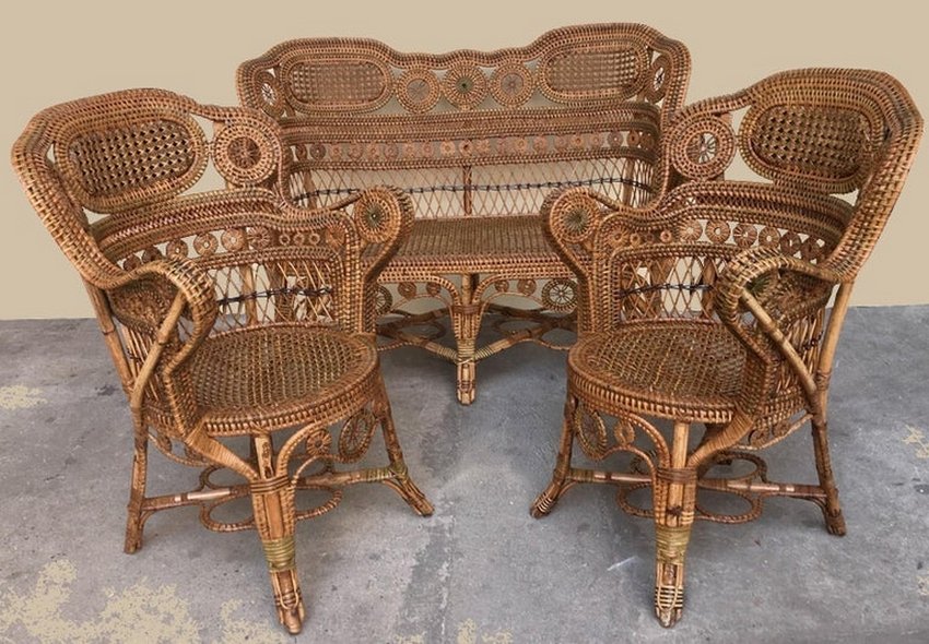 Rattan Winter Garden Set, Maison Perret-vibert. France Around 1880-photo-3