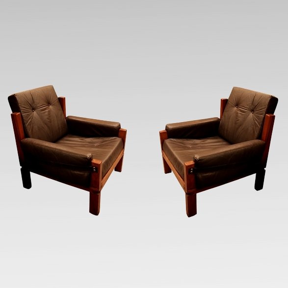 Pair Of Armchairs Of Pierre Chapo, France Circa 1960
