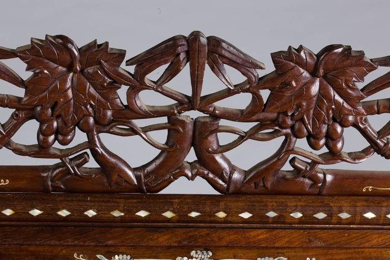 Pair Of Carved Wood Showcase S With Inlays Of Nacre. Indochina Circa 1880/1900-photo-4