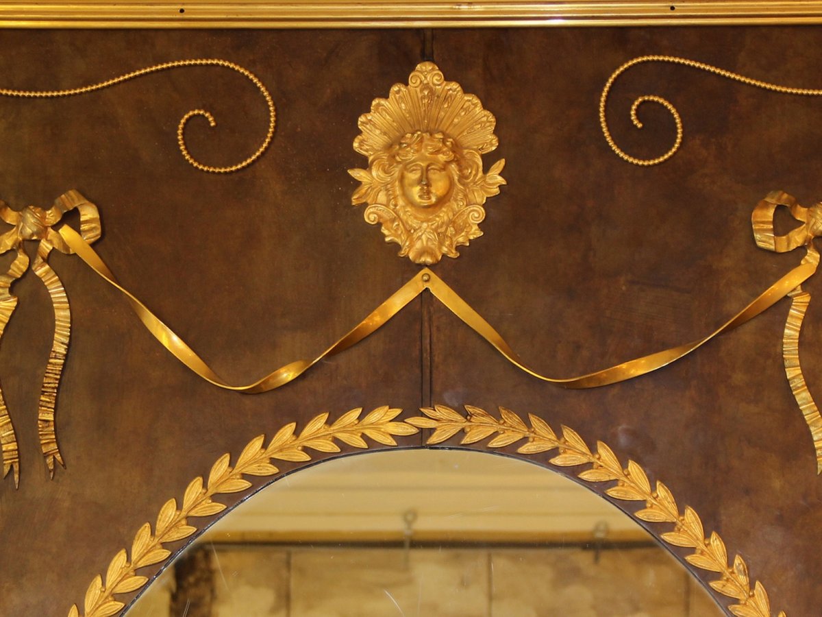  Important Et Rare Miroir De Boiserie De Syle Louis XVI, Vers 1880 -photo-3